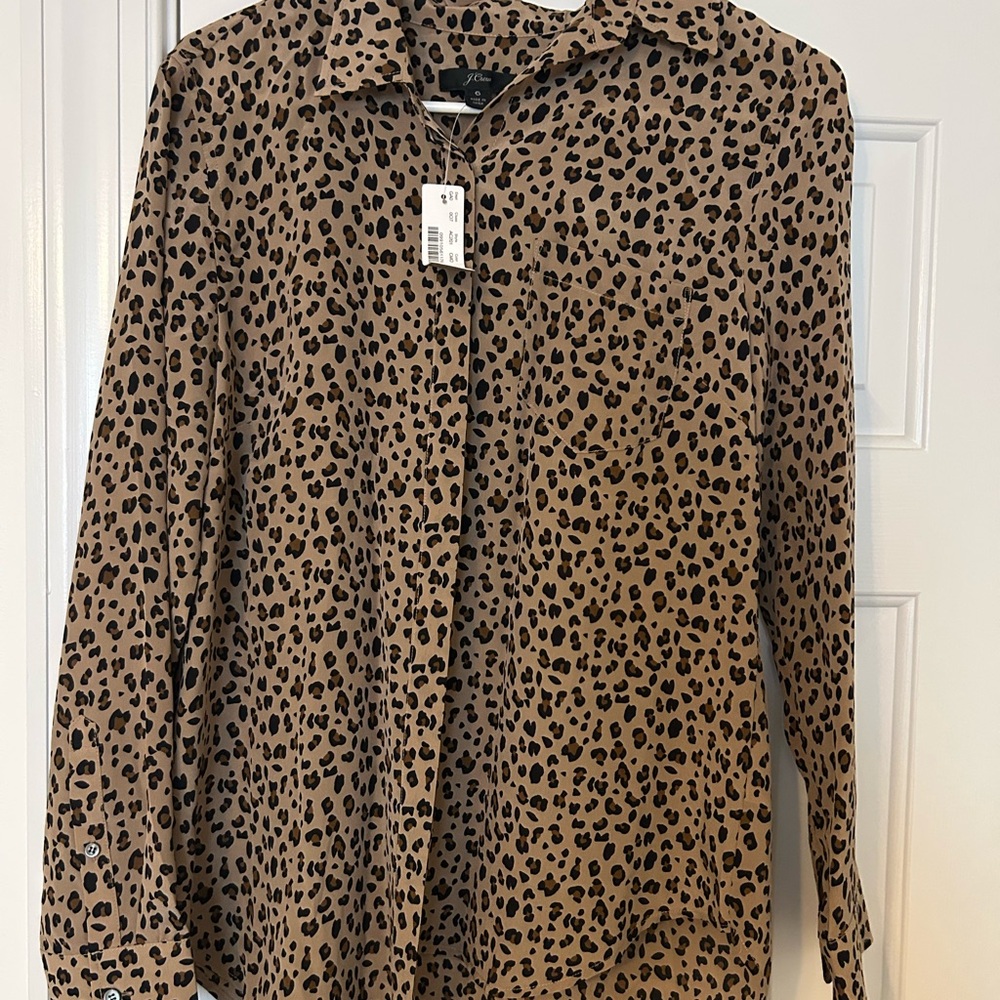 J. Crew Leopard Print Blouse - Tan and Black